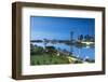 View of Singapore Flyer, Marina Bay Sands Hotel and Gardens by the Bay at dawn, Singapore-Ian Trower-Framed Photographic Print
