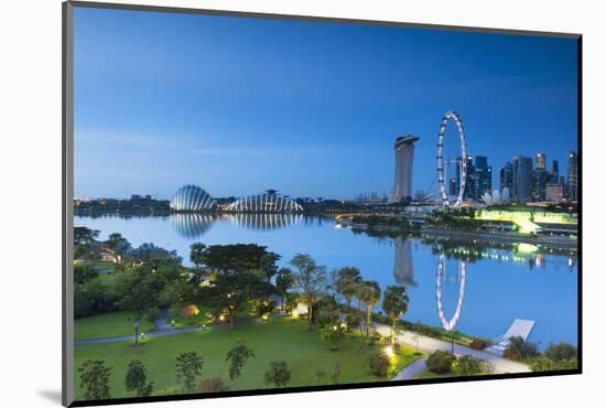 View of Singapore Flyer, Marina Bay Sands Hotel and Gardens by the Bay at dawn, Singapore-Ian Trower-Mounted Photographic Print