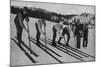 View of Skiers Posed and Ready for a Race - La Porte, CA-Lantern Press-Mounted Art Print