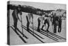 View of Skiers Posed and Ready for a Race - La Porte, CA-Lantern Press-Stretched Canvas