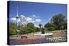 View of Sky Tower from Albert Park, Auckland, North Island, New Zealand, Pacific-Ian-Stretched Canvas