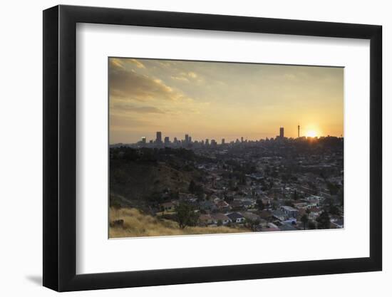 View of skyline at sunset, Johannesburg, Gauteng, South Africa, Africa-Ian Trower-Framed Photographic Print