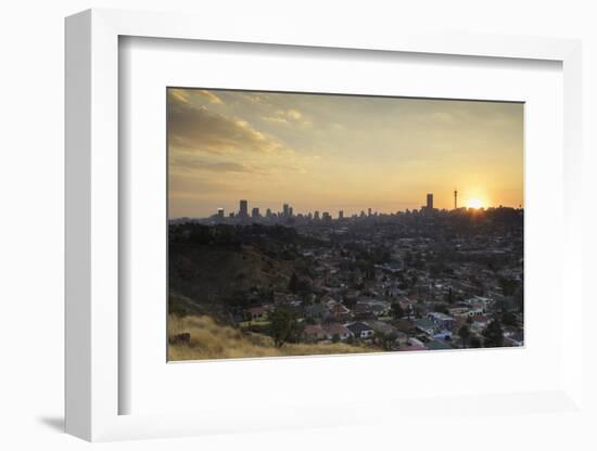 View of skyline at sunset, Johannesburg, Gauteng, South Africa, Africa-Ian Trower-Framed Photographic Print