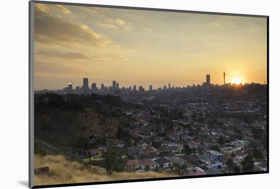 View of skyline at sunset, Johannesburg, Gauteng, South Africa, Africa-Ian Trower-Mounted Photographic Print