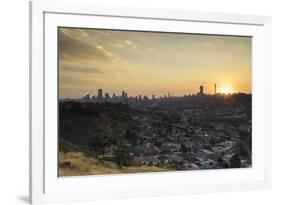 View of skyline at sunset, Johannesburg, Gauteng, South Africa, Africa-Ian Trower-Framed Photographic Print