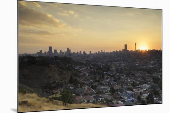 View of skyline at sunset, Johannesburg, Gauteng, South Africa, Africa-Ian Trower-Mounted Photographic Print