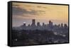 View of skyline at sunset, Johannesburg, Gauteng, South Africa, Africa-Ian Trower-Framed Stretched Canvas