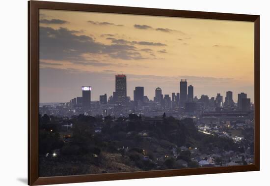 View of skyline at sunset, Johannesburg, Gauteng, South Africa, Africa-Ian Trower-Framed Photographic Print