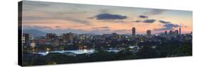 View of Skyline of Coastal Area of Fukuoka at Sunset, Kyushu, Japan-Ian Trower-Stretched Canvas