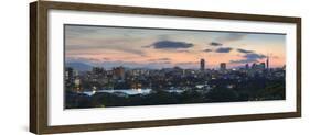 View of Skyline of Coastal Area of Fukuoka at Sunset, Kyushu, Japan-Ian Trower-Framed Photographic Print