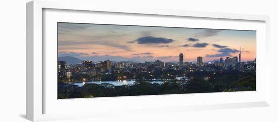 View of Skyline of Coastal Area of Fukuoka at Sunset, Kyushu, Japan-Ian Trower-Framed Photographic Print