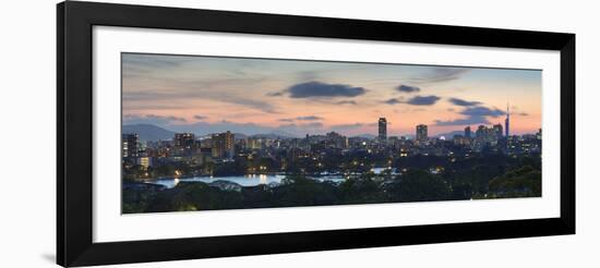 View of Skyline of Coastal Area of Fukuoka at Sunset, Kyushu, Japan-Ian Trower-Framed Photographic Print