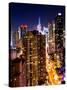 View of Skyscrapers of Times Square and 42nd Street at Night-Philippe Hugonnard-Stretched Canvas