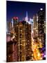 View of Skyscrapers of Times Square and 42nd Street at Night-Philippe Hugonnard-Mounted Photographic Print