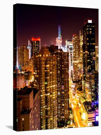 View of Skyscrapers of Times Square and 42nd Street at Night-Philippe Hugonnard-Stretched Canvas