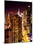 View of Skyscrapers of Times Square and 42nd Street at Night-Philippe Hugonnard-Mounted Photographic Print