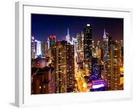 View of Skyscrapers of Times Square and 42nd Street at Night-Philippe Hugonnard-Framed Photographic Print