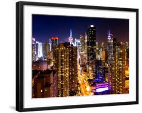 View of Skyscrapers of Times Square and 42nd Street at Night-Philippe Hugonnard-Framed Photographic Print