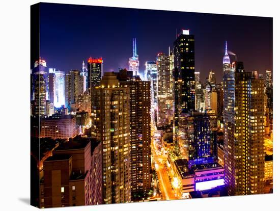 View of Skyscrapers of Times Square and 42nd Street at Night-Philippe Hugonnard-Stretched Canvas