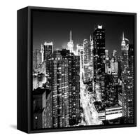 View of Skyscrapers of Times Square and 42nd Street at Night-Philippe Hugonnard-Framed Stretched Canvas