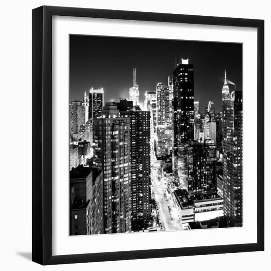 View of Skyscrapers of Times Square and 42nd Street at Night-Philippe Hugonnard-Framed Photographic Print