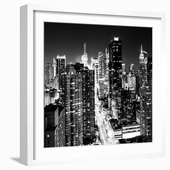 View of Skyscrapers of Times Square and 42nd Street at Night-Philippe Hugonnard-Framed Photographic Print