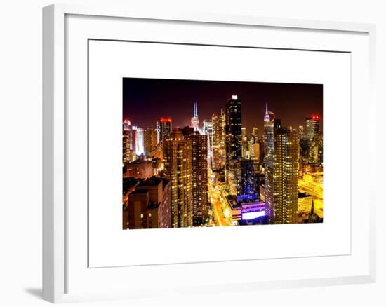 View of Skyscrapers of Times Square and 42nd Street at Night-Philippe Hugonnard-Framed Art Print