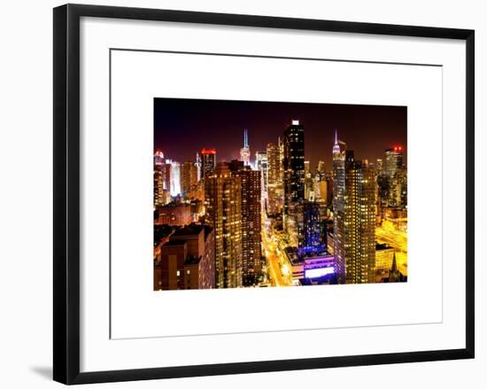 View of Skyscrapers of Times Square and 42nd Street at Night-Philippe Hugonnard-Framed Art Print