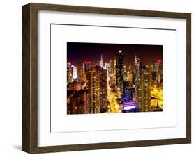 View of Skyscrapers of Times Square and 42nd Street at Night-Philippe Hugonnard-Framed Art Print