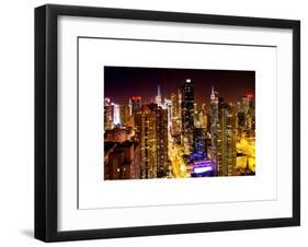 View of Skyscrapers of Times Square and 42nd Street at Night-Philippe Hugonnard-Framed Art Print