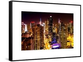 View of Skyscrapers of Times Square and 42nd Street at Night-Philippe Hugonnard-Framed Stretched Canvas