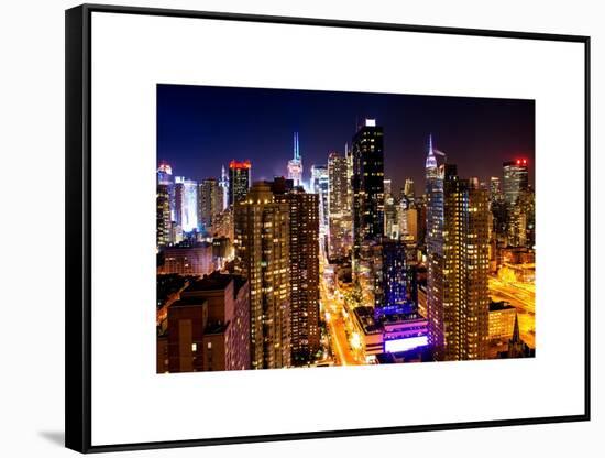 View of Skyscrapers of Times Square and 42nd Street at Night-Philippe Hugonnard-Framed Stretched Canvas