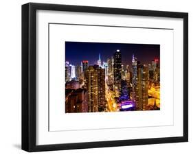 View of Skyscrapers of Times Square and 42nd Street at Night-Philippe Hugonnard-Framed Art Print