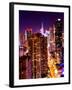 View of Skyscrapers of Times Square and 42nd Street at Pink Night-Philippe Hugonnard-Framed Photographic Print