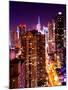 View of Skyscrapers of Times Square and 42nd Street at Pink Night-Philippe Hugonnard-Mounted Photographic Print