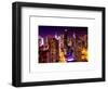 View of Skyscrapers of Times Square and 42nd Street at Pink Night-Philippe Hugonnard-Framed Art Print