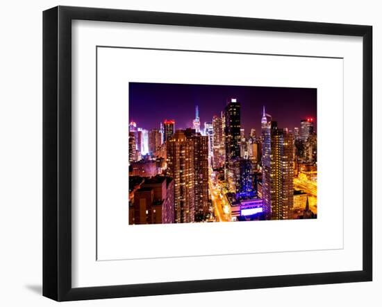 View of Skyscrapers of Times Square and 42nd Street at Pink Night-Philippe Hugonnard-Framed Art Print