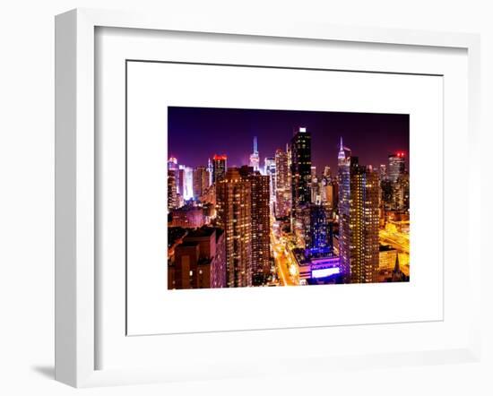 View of Skyscrapers of Times Square and 42nd Street at Pink Night-Philippe Hugonnard-Framed Art Print