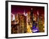 View of Skyscrapers of Times Square and 42nd Street at Red Night-Philippe Hugonnard-Framed Photographic Print