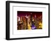 View of Skyscrapers of Times Square and 42nd Street at Red Night-Philippe Hugonnard-Framed Art Print