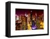 View of Skyscrapers of Times Square and 42nd Street at Red Night-Philippe Hugonnard-Framed Stretched Canvas