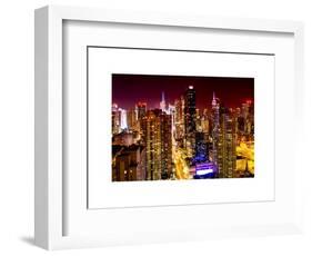 View of Skyscrapers of Times Square and 42nd Street at Red Night-Philippe Hugonnard-Framed Art Print