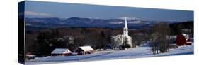 View of Small Town in Winter, Peacham, Vermont, USA-null-Stretched Canvas