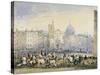 View of Smithfield Market with Figures and Animals, City of London, 1824-George Sidney Shepherd-Stretched Canvas