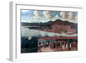 View of Smyrna (Izmir) and the Reception Given to Consul De Hochepied in the Council Chamber-null-Framed Art Print