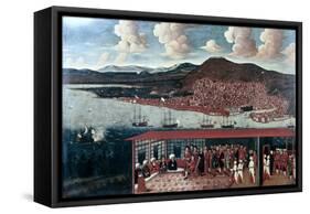 View of Smyrna (Izmir) and the Reception Given to Consul De Hochepied in the Council Chamber-null-Framed Stretched Canvas