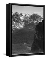 View Of Snow-Capped Mt Timbered Area Below "In Rocky Mountain National Park" Colorado 1933-1942-Ansel Adams-Framed Stretched Canvas