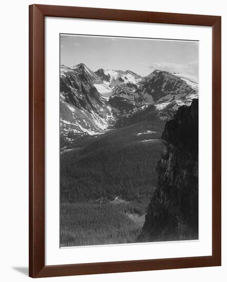 View Of Snow-Capped Mt Timbered Area Below "In Rocky Mountain National Park" Colorado 1933-1942-Ansel Adams-Framed Art Print