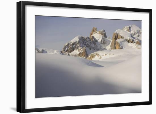 View of snow covered mountain range, Pale di San Martino, Dolomites, Italian Alps-Fabio Pupin-Framed Photographic Print