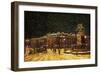 View of Snow Falling at Charing Cross at Night, C1851-null-Framed Giclee Print